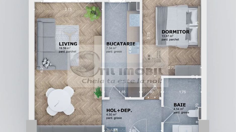 Ap. 2 camere, Decomandat, 55.6mp Tatarasi-Venetia - Poză 4