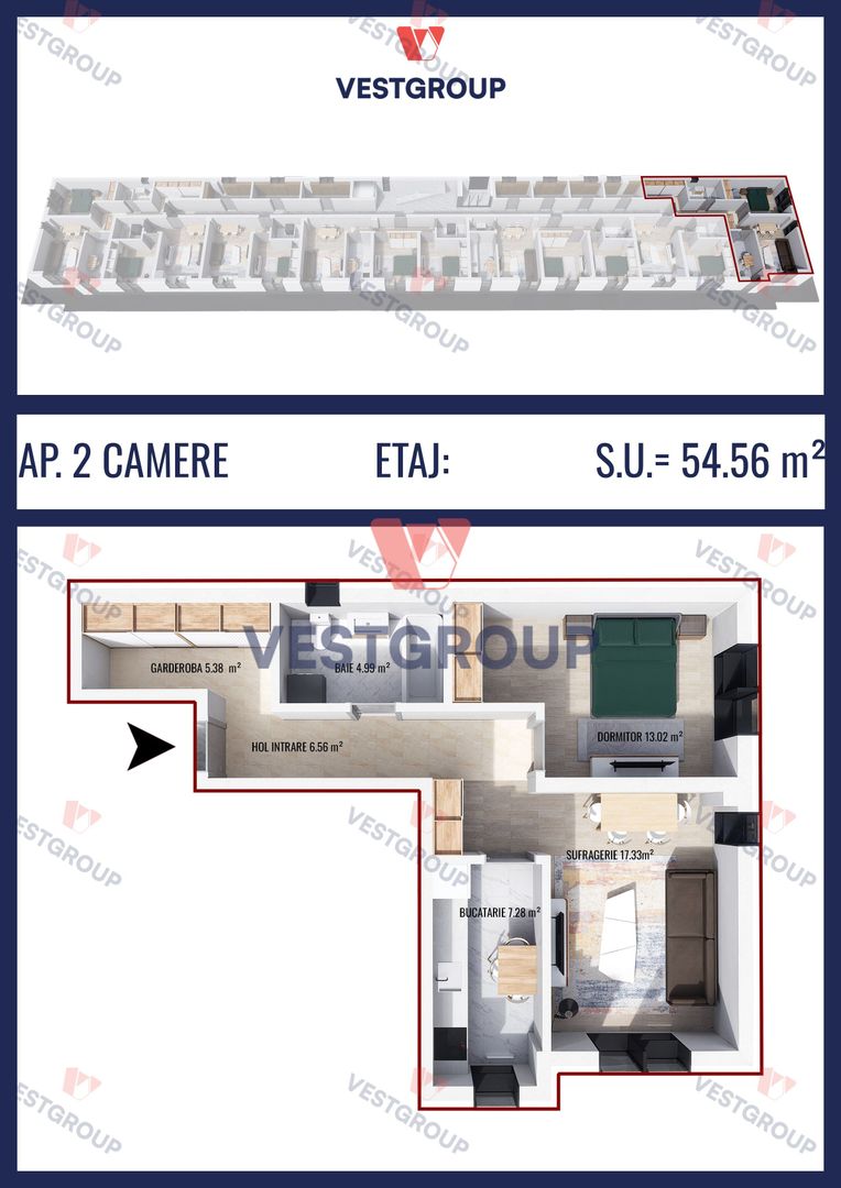 Apartament 2 camere + boxa Proiect Weiner 5 Direct Dezvoltator - Poză 2