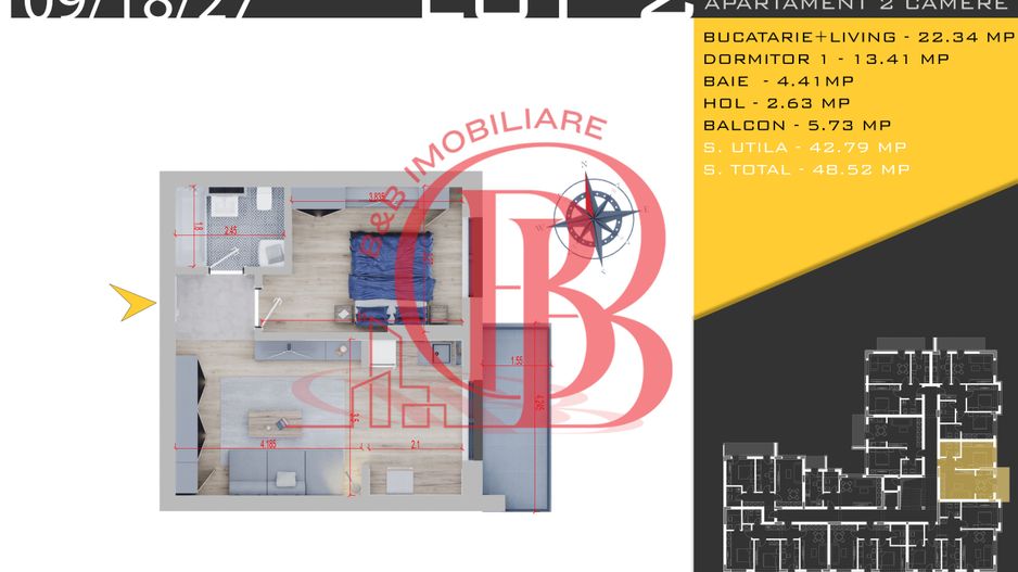 2 camere  parcare bonusTitan Pallady - Metrou Nicolae Teclu - Schiță 4