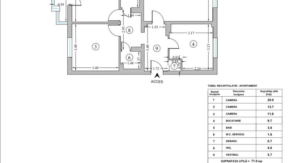 3 CAMERE ‖ DECOMANDAT ‖ BLOC REABILITAT ‖ ZONA NERVA TRAIAN ‖ 10 MIN METROU - Schiță 13