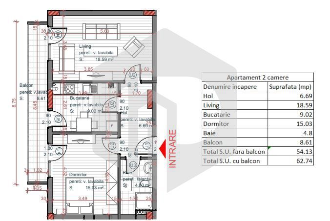 Kogalniceanu | Living+Dormitor+Bucatarie 54mpu | Apartament 2 Camere - Poză 4