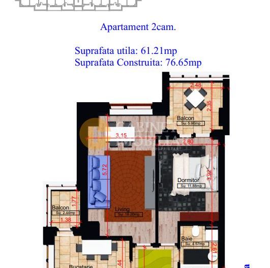 COPOU - 2 camere decomandat - 61mp - INTABULAT - Poză 10
