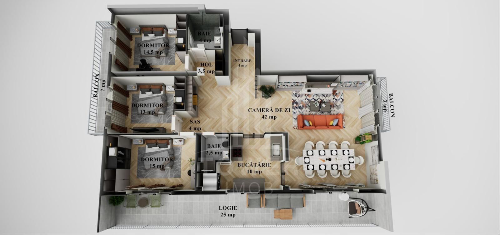 Apartament spațios de 4 camere, 114 mp utili + 3 terase – Hipodrom 3! - Poză 25