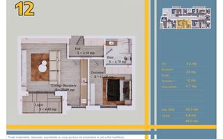 Apartament 2 camere, Comision 0%, metrou Teclu - Pallady - Schiță 12