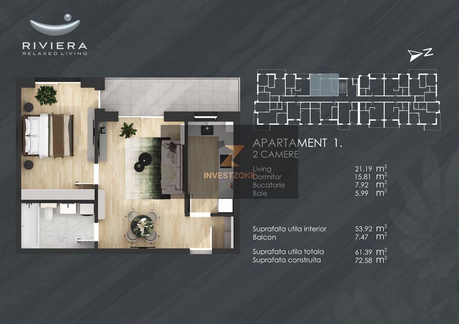 InvestZone vinde apartament 2 camere in complexul Riviera Oradea - Poză 1