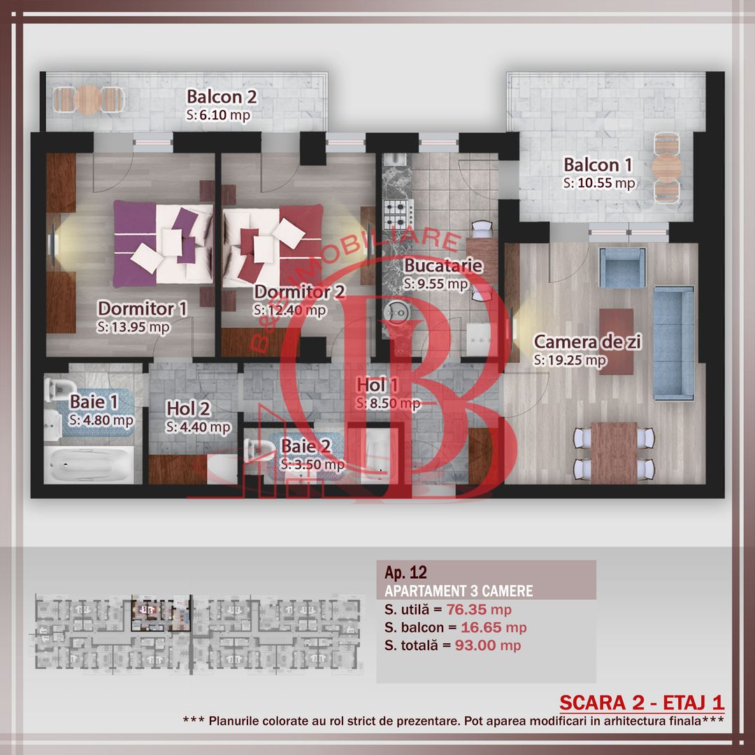 Apartament 3 camere-Ideal Familie-Titan Theodor Pallady - Schiță 1