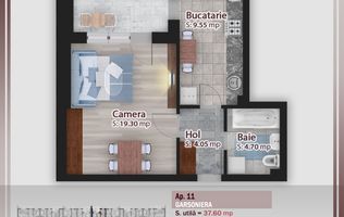Garsoniera spatioasa -oferta lansare proiect Pallady