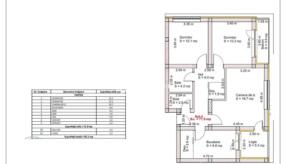 Apartament 3 camere cu grădină de 150 mp | intabulat | Zona Brana, Șelimbăr - Schiță 8