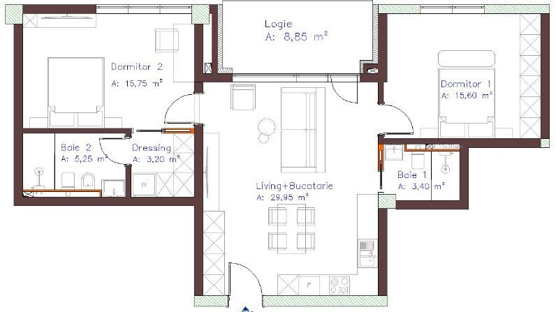 Apartament 3 camere 73mp semifinisat Piata Abator - Poză 1