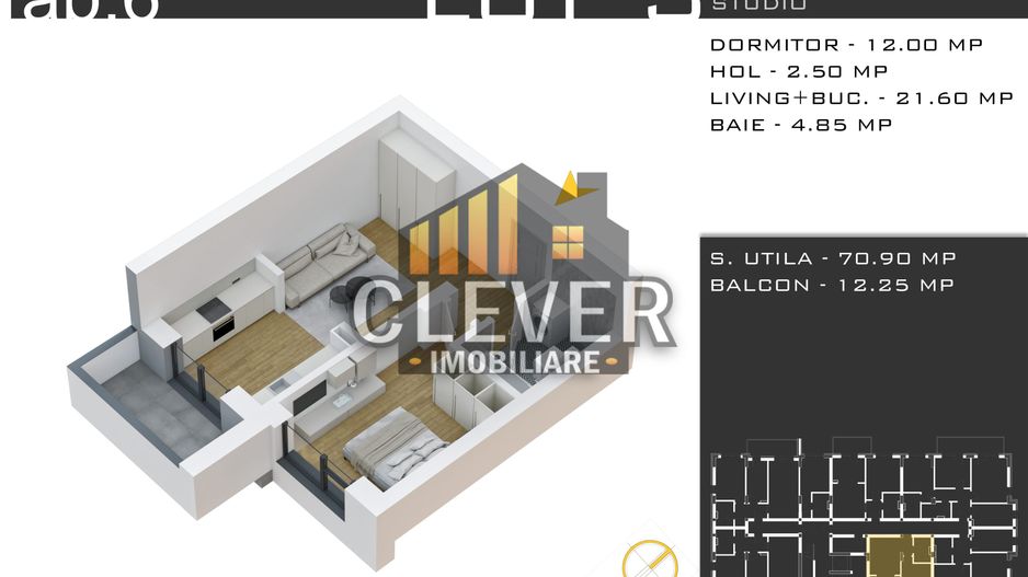 Studio 46mp  - Parcare bonus - Zona Pallady - Comision 0% - Schiță 8