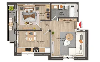 Apartament 2 camere decomandate proiect Premium Ratiu- Selimbar - Schiță 15