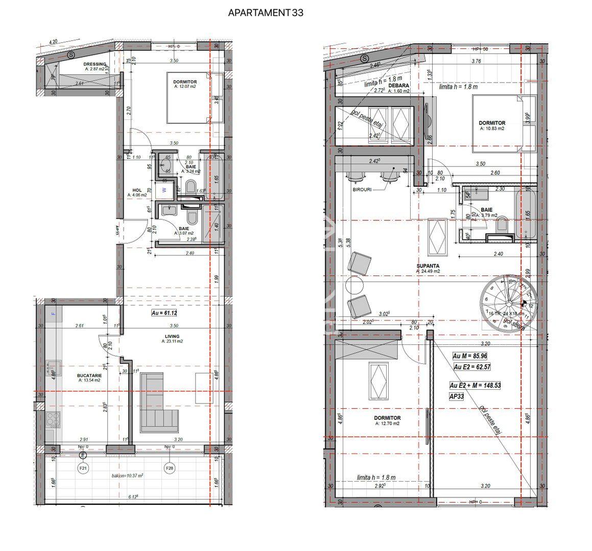 Penthouse 5 camere si bucatarie separata, la alb,(NCL-COL-ap.33) - Poză 4