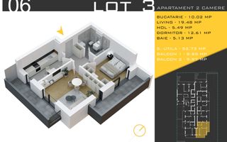 2 camere decomandat Titan Pallady  Metrou Nicolae Teclu - Schiță 11