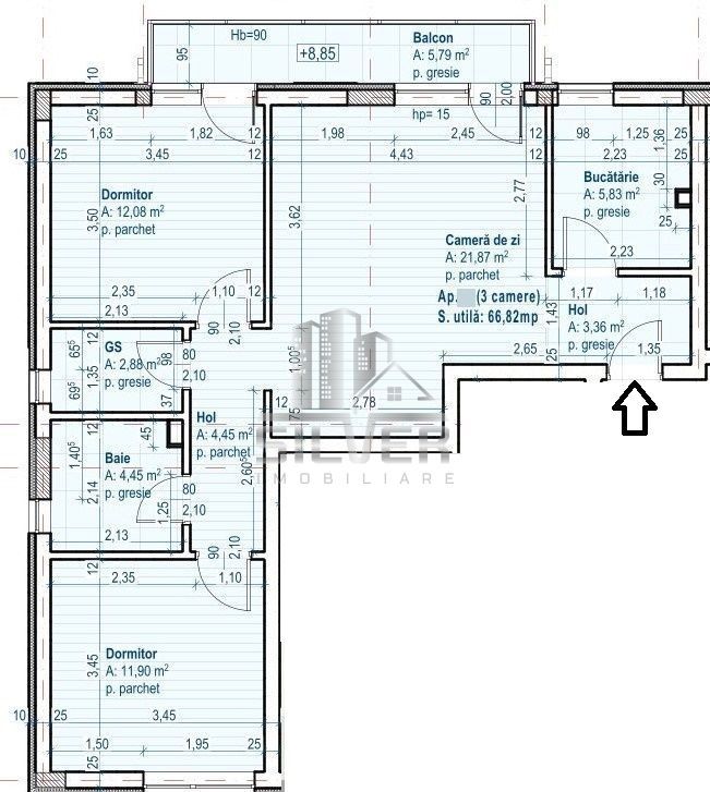 Apartament cu 3 camere /67 mp/zona strazii Catanelor. - Poză 4