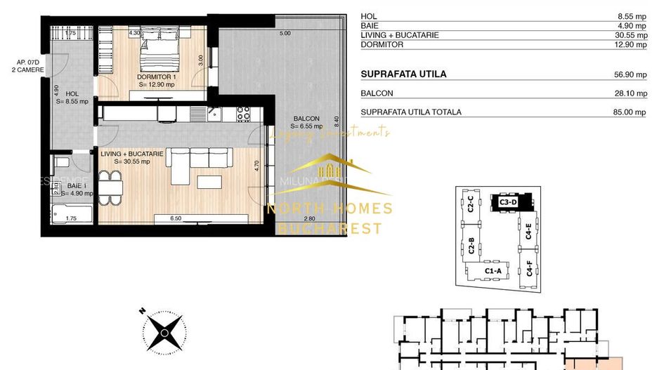 COMISON 0 -Apartament de vanzare -2 CAMERE+ TERASA  -OMV PIPERA - Poză 11