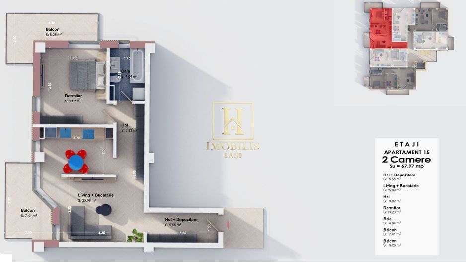 Apartament 2 camere 68 mp Bucium 85000 euro - Poză 8