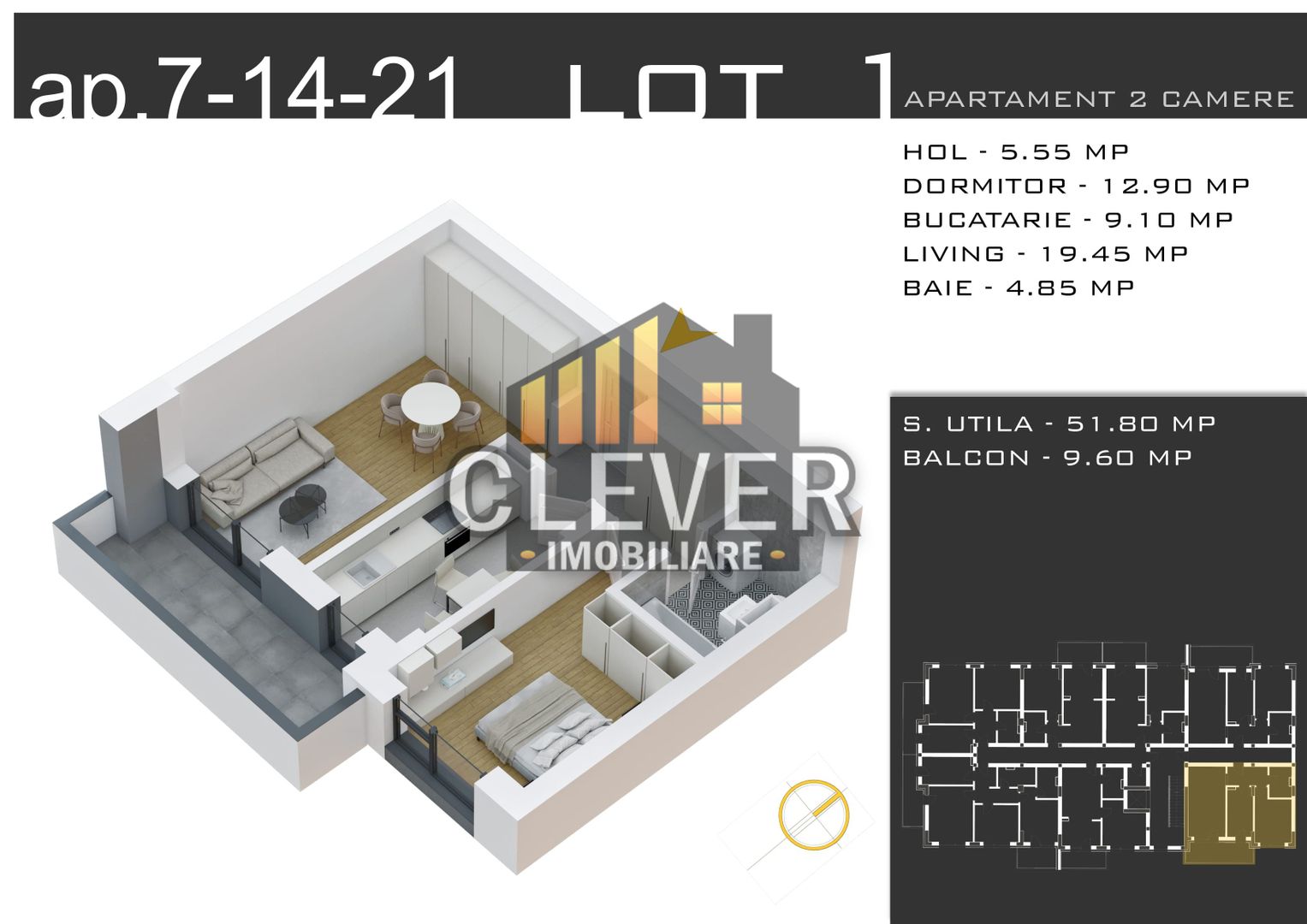 Apartament 2 camere Parcare Inclusa-Sector 3 Comision 0 - Schiță 9