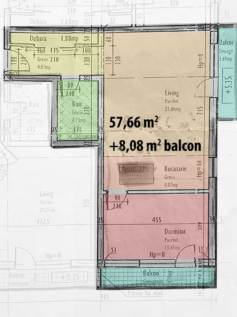 Apartament 2 camere decomandat, luminos, 58 mp + 2 balcoane + parcare. - Poză 7