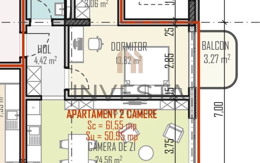 Apartament cu 2 camere într-un proiect exclusivist NOU - Calea Turzii - Schiță 2
