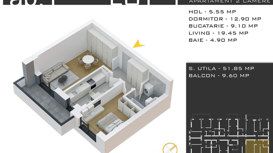 2 camere decomandat -parcare inclusa -Pallady - Schiță 13