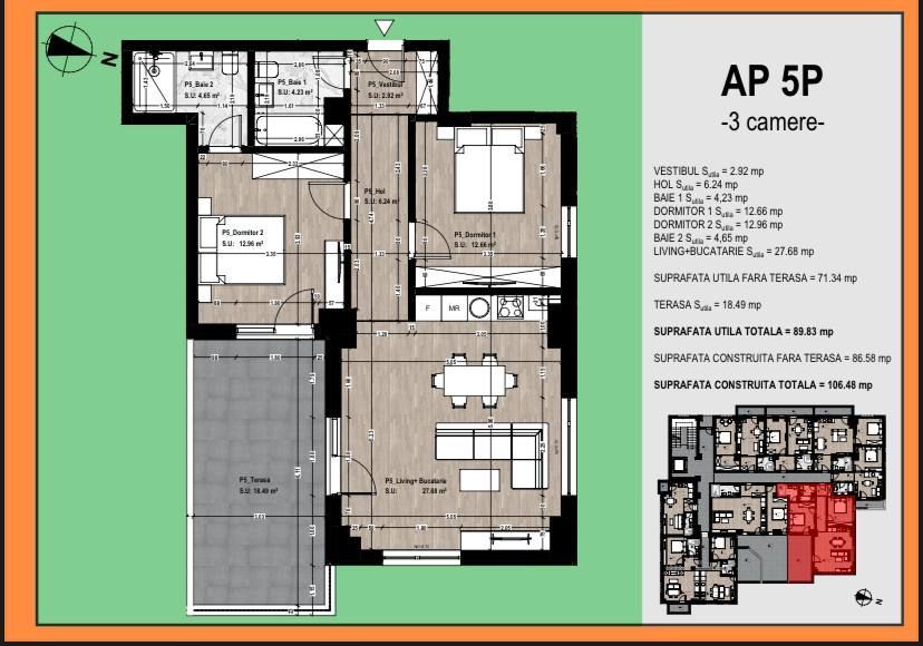 Apartament de vanzare cu 3 camere Otopeni - Poză 3