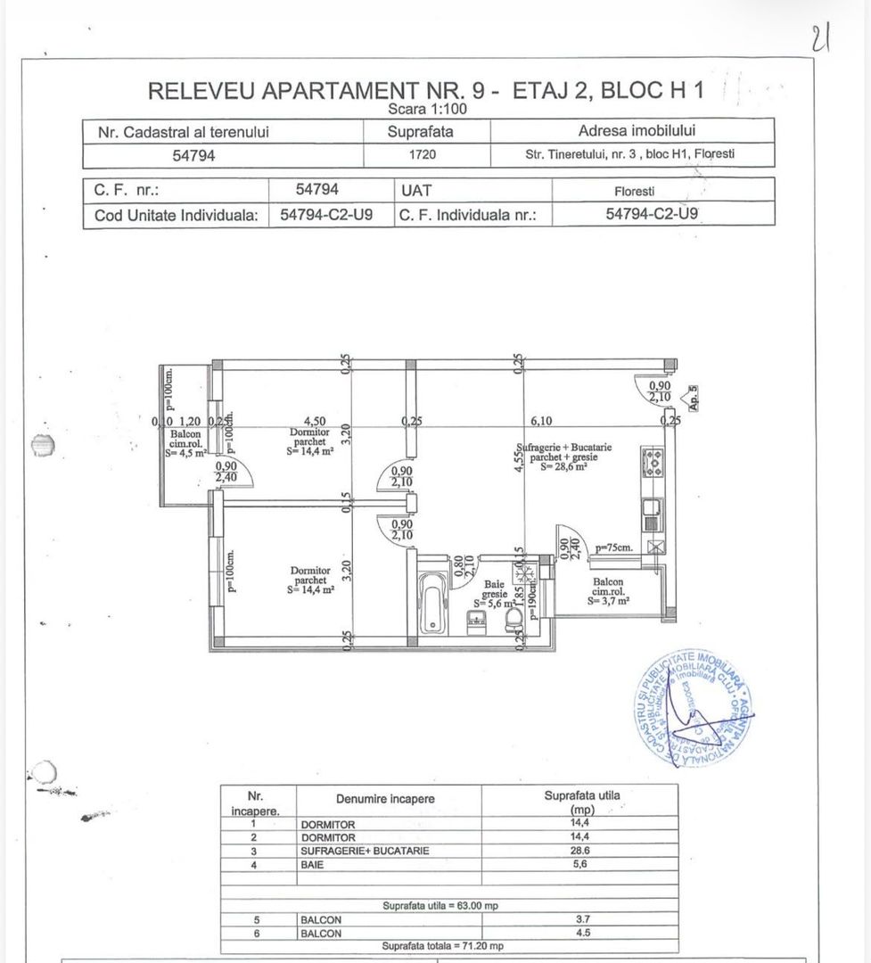 Apartament Modern De Vanzare | 2 Dormitoare | Parcare | Balcon x 2 | Etaj 2/3 - Poză 17