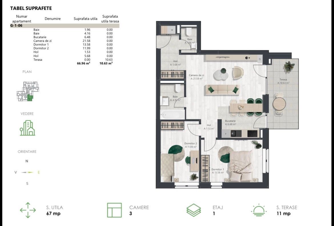 COM 0% Apartament superb cu 3 camere | Denya Forest - Poză 11