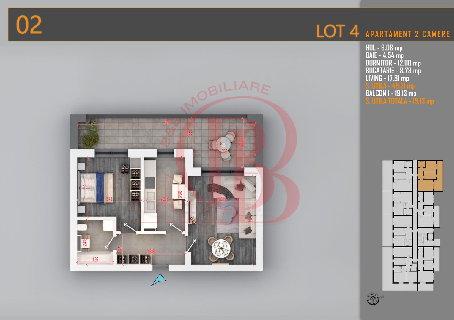Apartament 2 camere cu Terasa Titan-Pallady-Metrou Teclu - Schiță 8