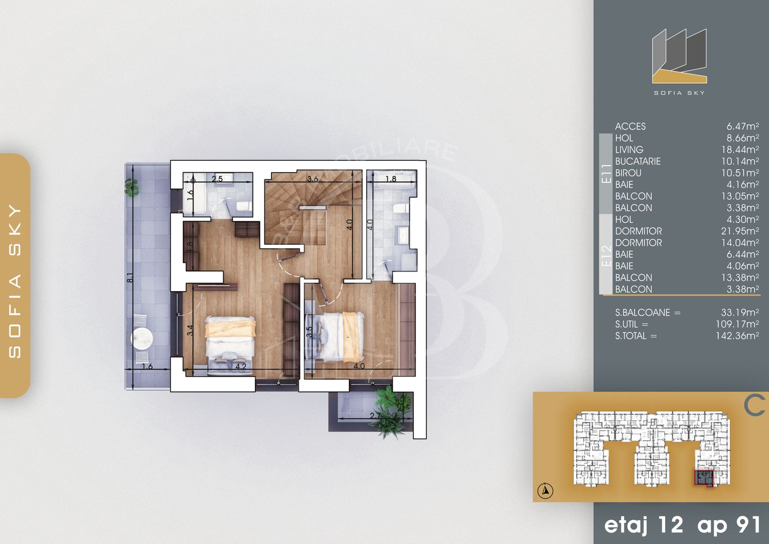 Duplex 3 camere cu 3 bai | Bloc Finalizat langa Metrou Teclu - Schiță 4