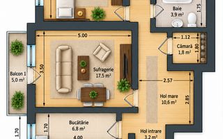 Apartament 3 camere | 2 balcoane | etaj 1 | Mănăștur - Poză 8