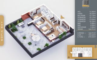 4 camere cu terasa de 166 mp Titan Pallady  700 m Metrou Nicolae Teclu - Schiță 4