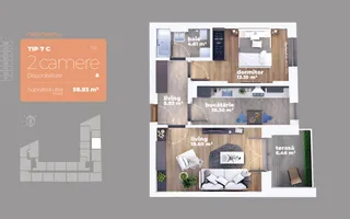 Liviu Rebreanu-Titan-Apartament 2 camere-Lidl Bratarii - Schiță 14