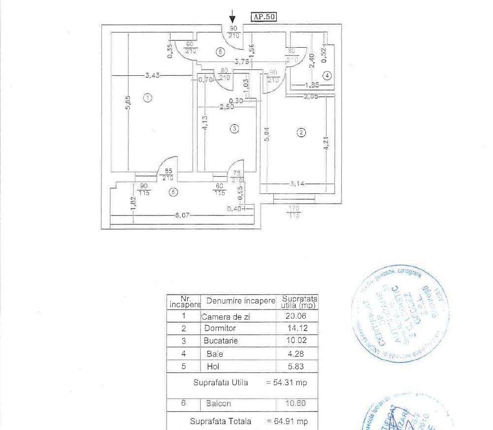 Apartament 2 camere-Th. Pallady 5 min Metrou Teclu - Schiță 11