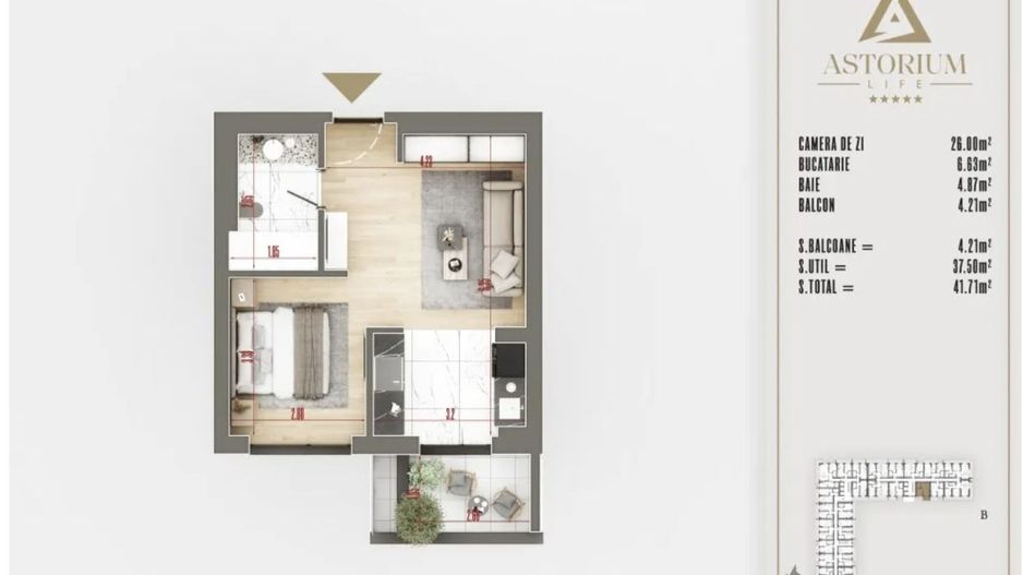 GARSONIERA DUBLA-MOBILATA ETAJ 1 / PROIECT PREMIUM ASTORIUM LIFE! - Poză 3