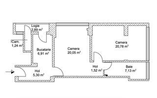 Apartament cu 2 camere, 63 mp utili! Etaj 2! Piata Mihai Viteazu! - Schiță 8