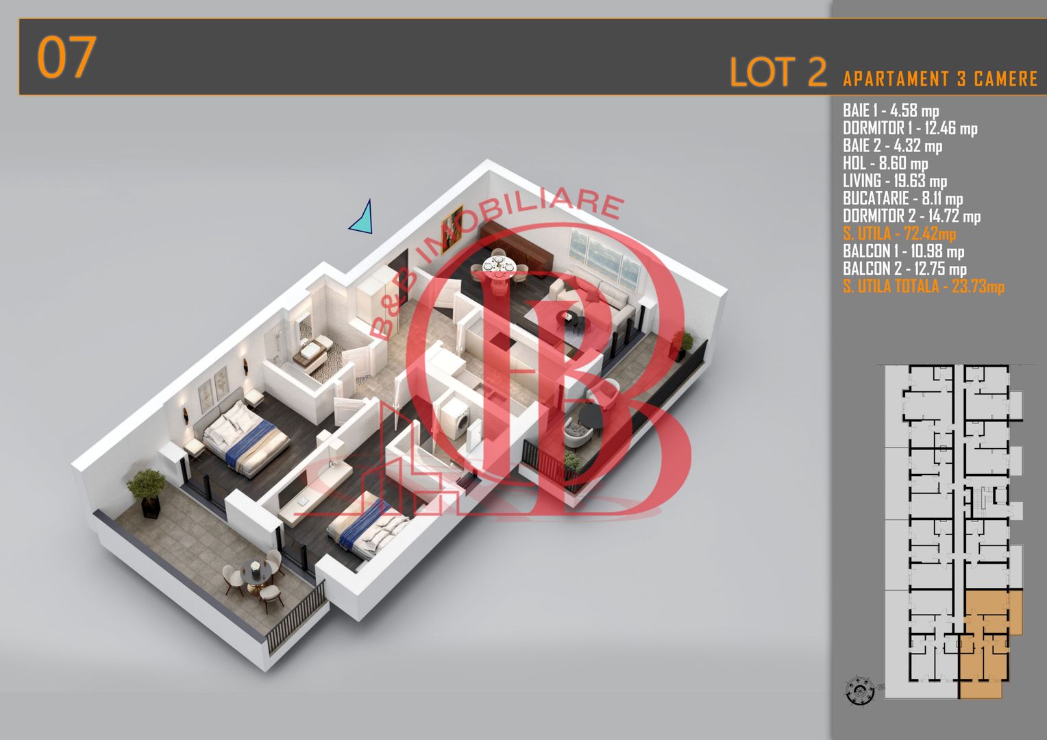 Apartament 3 camere Decomandat Titan Th. Pallady-Sector 3 - Schiță 5