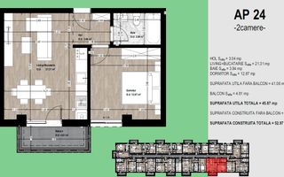 Mută-te acum! Apartament nou, mobilat, utilat, parcare și TVA incluse - Schiță 8