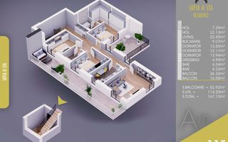 4 camere Finalizat cu Acte Parcare Bonus  Titan Pallady 10 min metrou N Teclu - Schiță 11