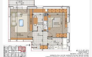 Apartament 2 camere, mobilat, utilat si Parcare– Pallady, metrou Teclu - Schiță 9