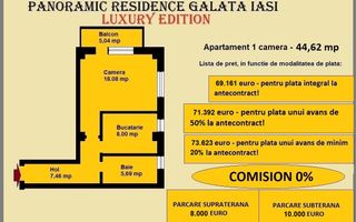 Apartament decomandat de vanzare in Iasi, Galata, 44,62 mp, bloc nou - Poză 1