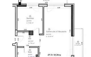 Apartament 2 camere cu 2 terase, parcare subterana, bloc nou Buna Ziua - Schiță 14