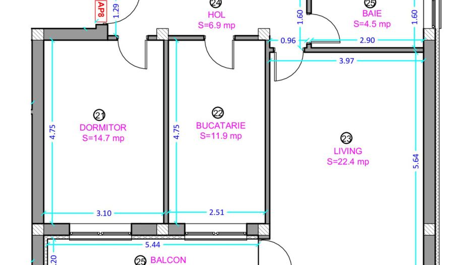 Apartament 2 camere cu bucatarie inchisa- Selimbar zona Lidl. - Schiță 4