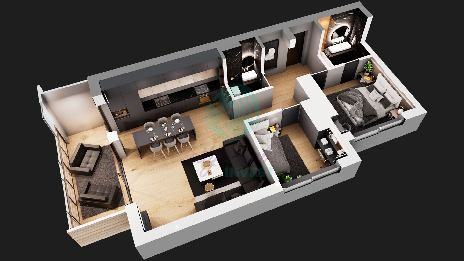 Apartament 3 camere cu gradina de 80 mp - Schiță 2