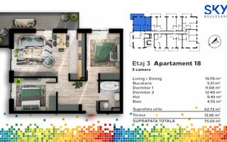 Apartament cu 3 camere, bloc 2024, zona Auchan, Iris ! - Poză 3