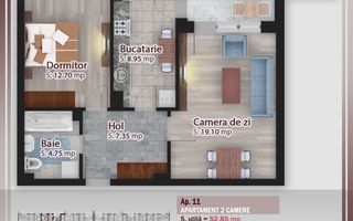 2 camere decomandat -parcare bonus oferta lansare proiect Pallady - Schiță 5