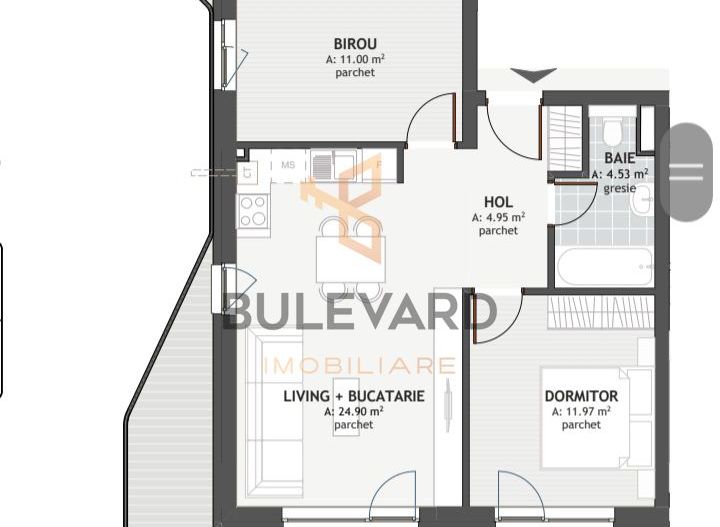 Apartament cu 3 camere/terasa 19 mp/ zona strazii Eroilor! - Schiță 6