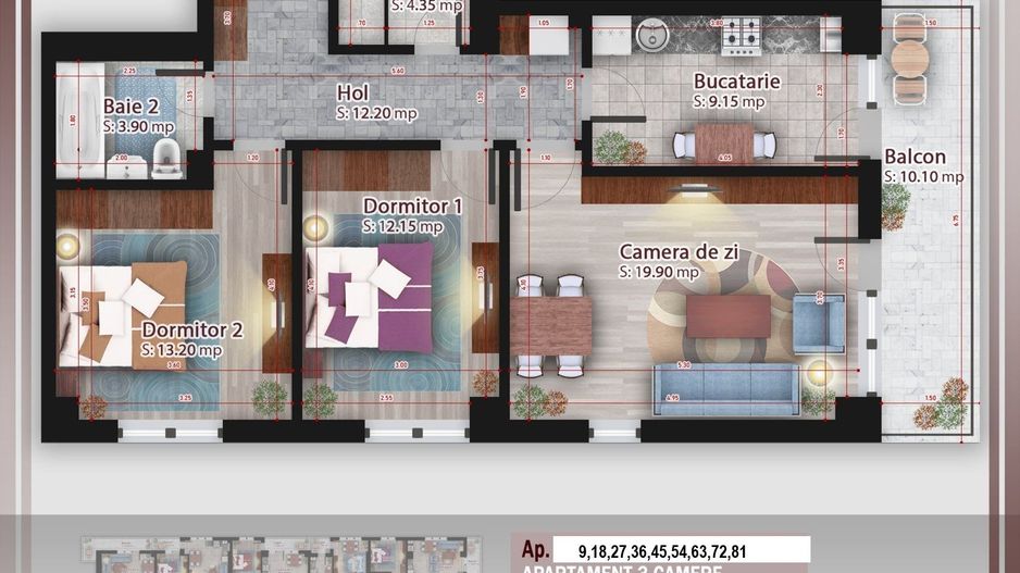 Apartament 3 camere compact  Titan Pallady Metrou Nicolae Teclu - Schiță 13