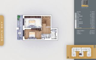 Duplex Premium 3 camere La 7 min Metrou Nicolae Teclu - Schiță 7