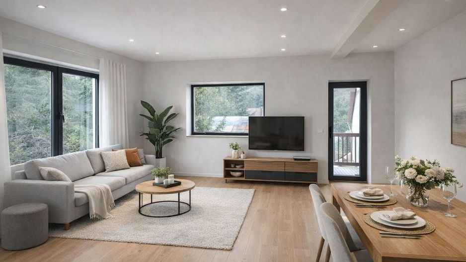 Apartament cu 2 camere 65,10 mp + 30 mp pod - vedere la muntii Caraiman Busteni - Poză 1