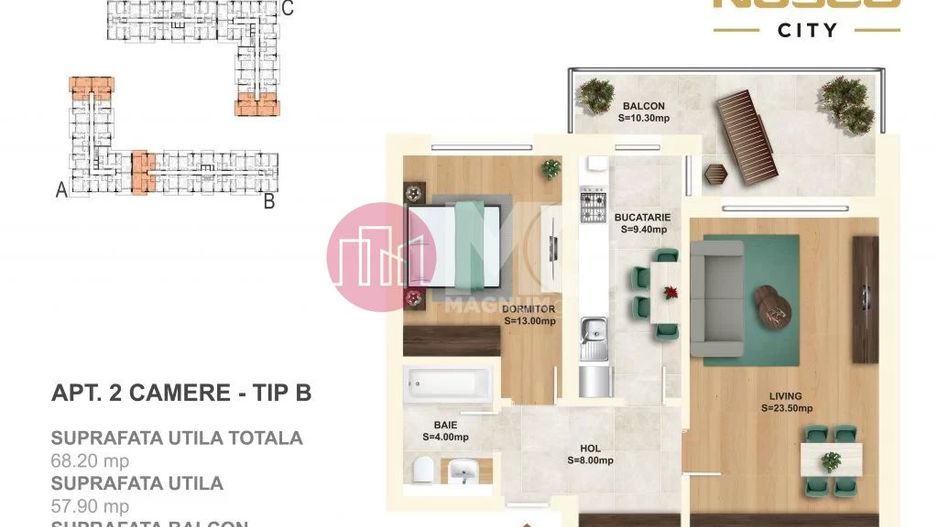 apartament 2 camere de vanzare- Nusco City -Mobilat si utilat complet - Poză 8